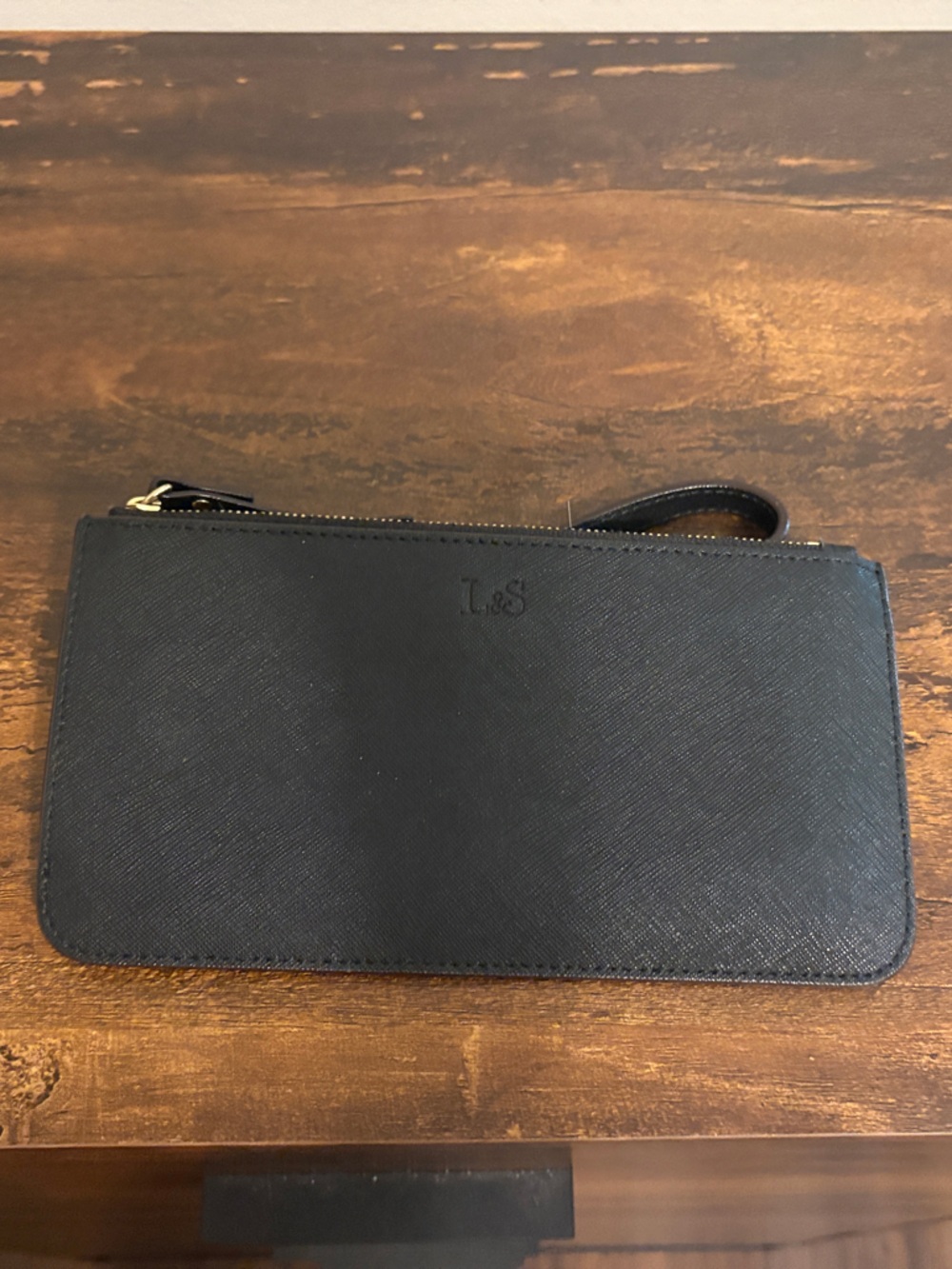 Lo & Sons Black Saffiano Wristlet Pouch